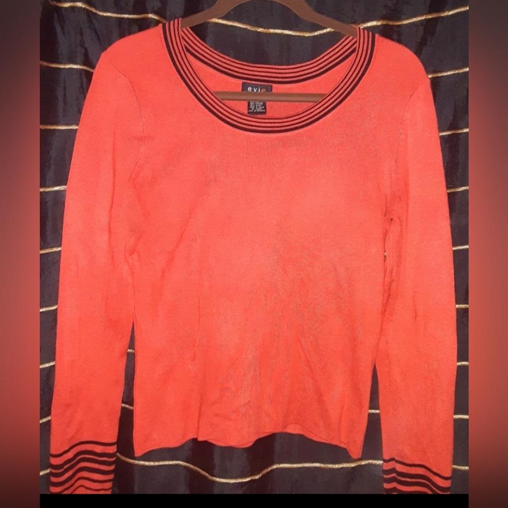 "Evie" Orange & Black Sweater
